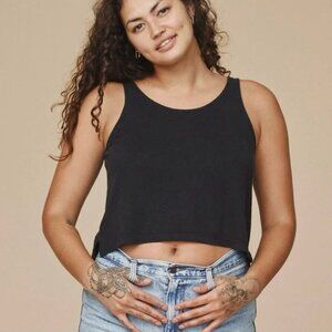Jungmaven Cropped Tank in Faded Black Women’s Size Small Hemp Cotton Blend